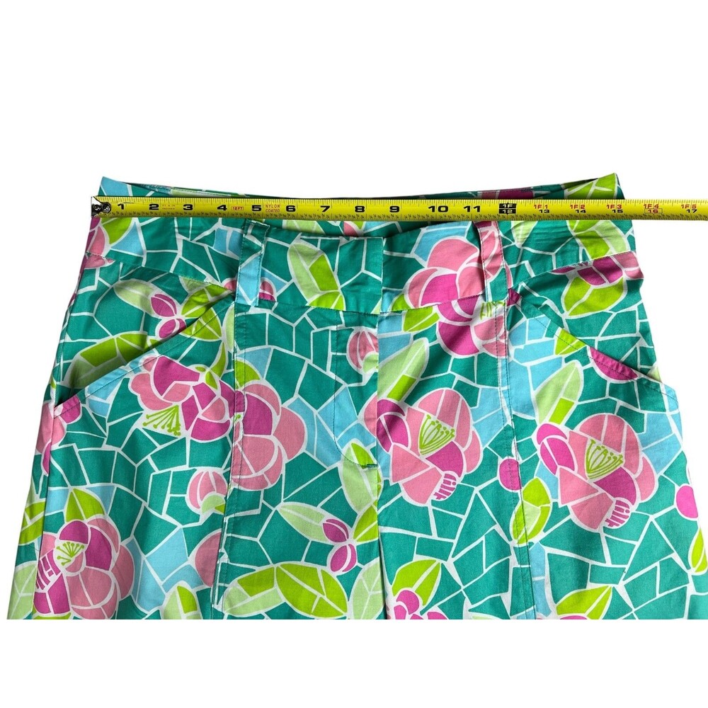 Lilly Pulitzer Pink & Green Floral Mozaic High Waist Wide Leg Pants  Size 8 - Picture 3 of 13